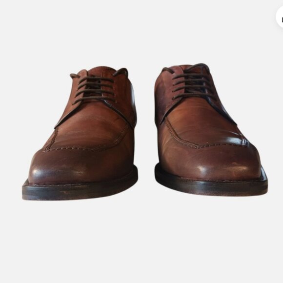 Kenneth Cole New York Mens Dress Shoes Size 11.5 Cognac Leather Oxford Lace up - Picture 5 of 11